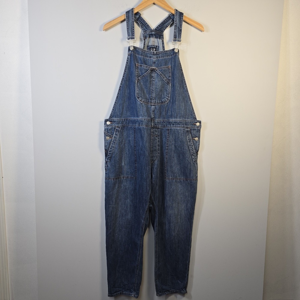 Gap Denim Jean Overalls Size XL Womens Straight Leg Bib Front Classic Adjustable